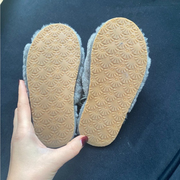 UGG Gray Fluffy Slippers size 12 - Picture 2 of 6